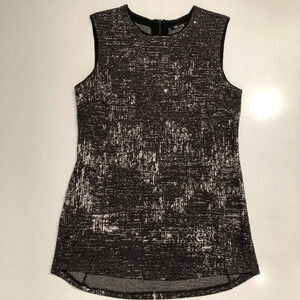 NIC+ZOE Sleeveless Crew Neck Knit Top Abstract Print w Sparkle Gray Sz M NWOT